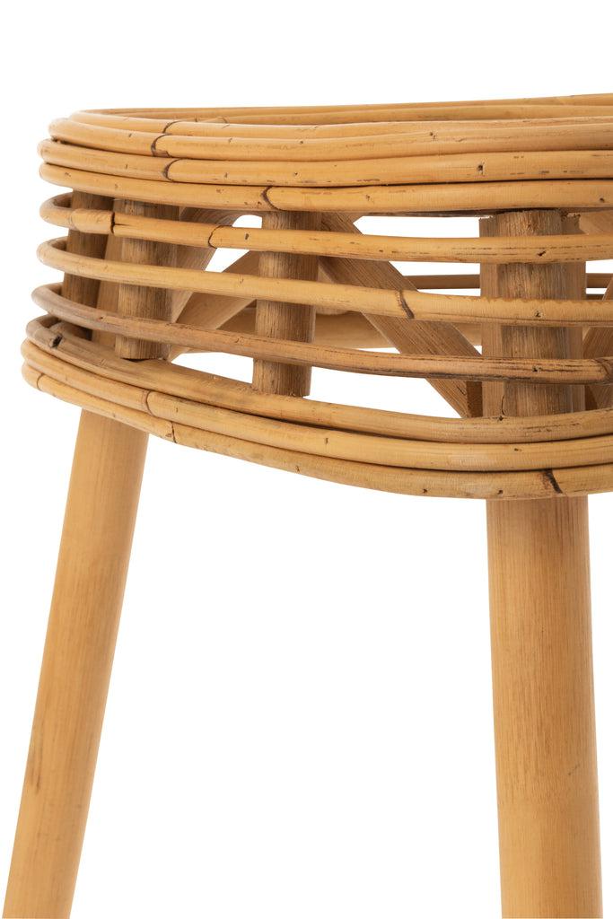 Stoel Triangle Rotan J-Line Stool Triangle Rattan Natural Width 40 Height 42 Length 40 Weight 2.5 kg Collection Zomer 2021 Colour Natural Material composition Mango wood(2%),rattan(98%) Max seating weight 80 Seat height 42
