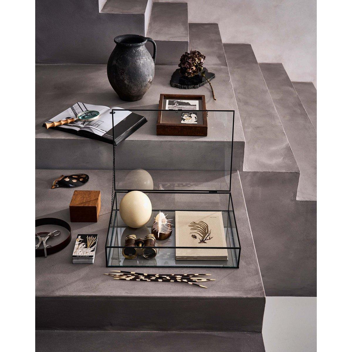 Storage Box Glass with Metal Black Frame 21x33x9cm-vtwonen-Ik Hout ervan.