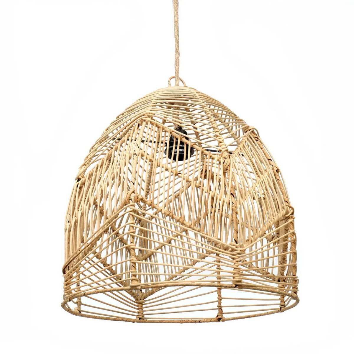 Handgemaakte rotan hanglamp Bala Hanglamp Naturel, boho-stijl voor slaapkamer of terras. Perfecte eyecatcher, zonder bedrading.