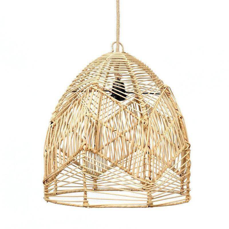 Bala Hanglamp Naturel van rotan, boho stijl verlichting, ideaal voor slaapkamer of terras, zonder elektrische bedrading, 40cm breed.