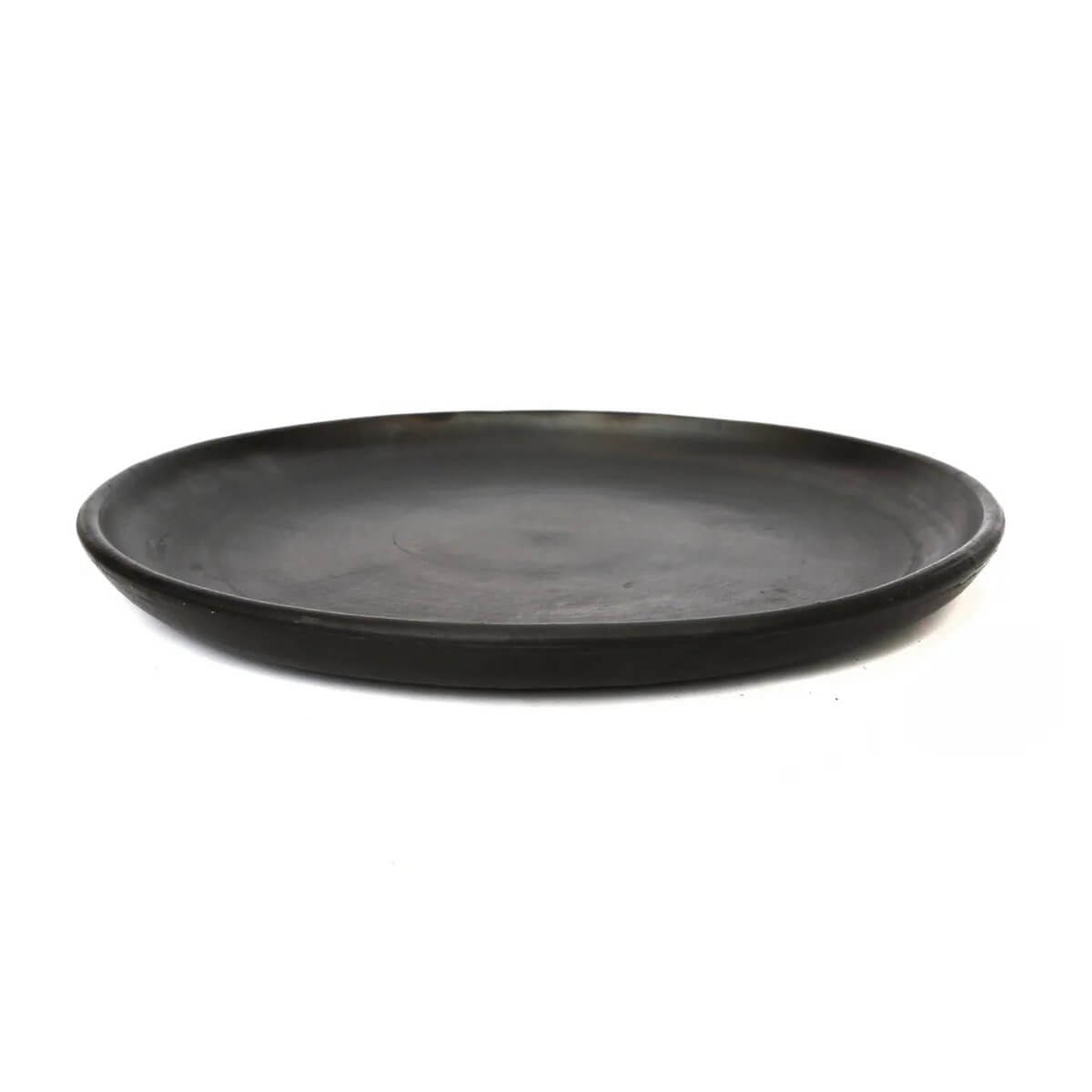 Bohemian-inspired black ceramic plate, 30cm wide, perfect for brunch or dinner. Burned Classic Plate by Bazar Bizar Living.