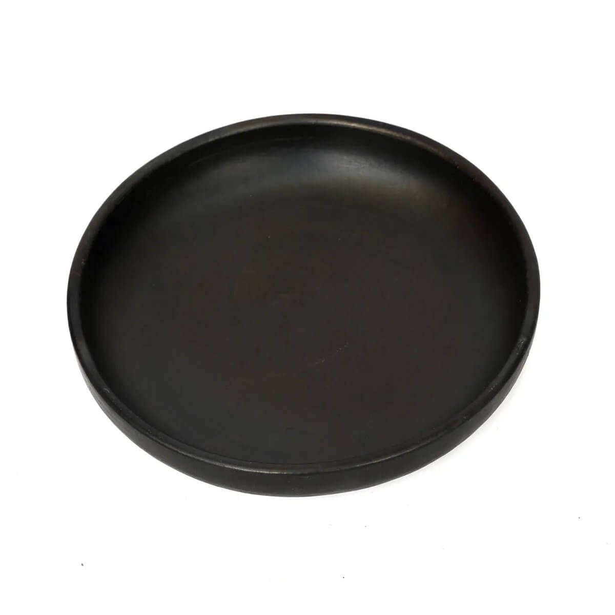 Sleek black terracotta deep plate with a bohemian flair, perfect for a stylish table setting. Brand: Bazar Bizar Living.