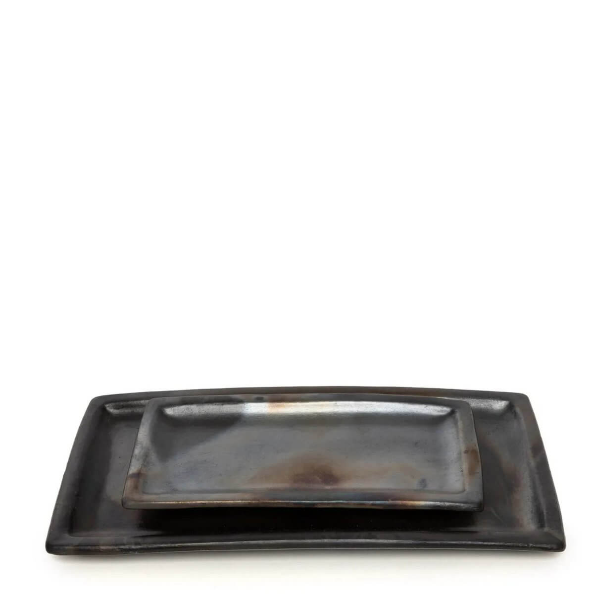 Bohemian Zwart Burned Sushi Bord by Bazar Bizar Living, elegant terracotta plate for stylish serving, ideal for sushi presentation.