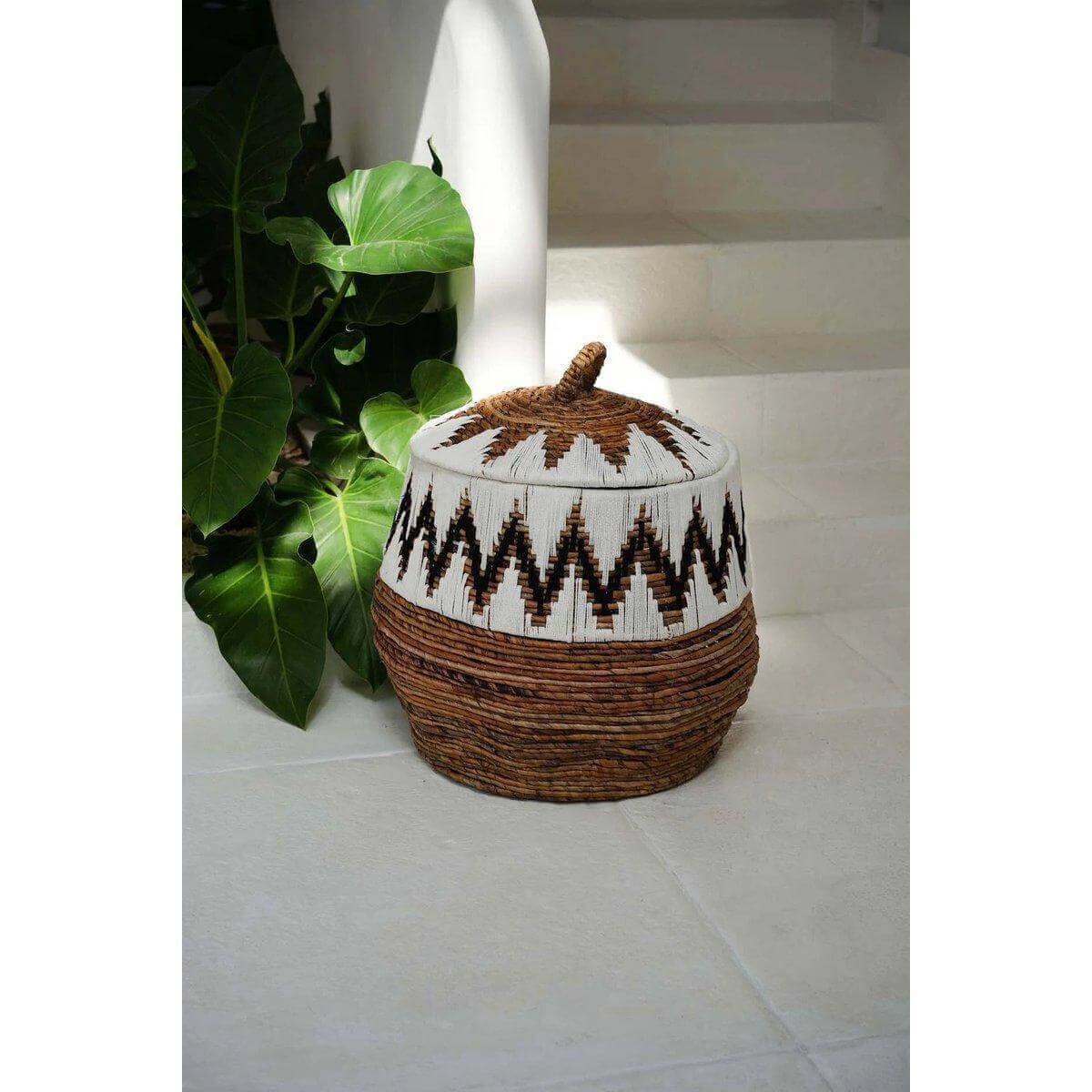 The Little Bay Strandmand - Natuurlijk Wit - L-manden met deksel-Bazar Bizar Living-Ik Hout ervan.