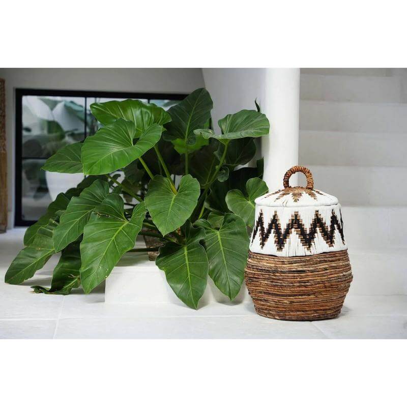 The Little Bay Strandmand - Natuurlijk Wit - M-manden met deksel-Bazar Bizar Living-Ik Hout ervan.
