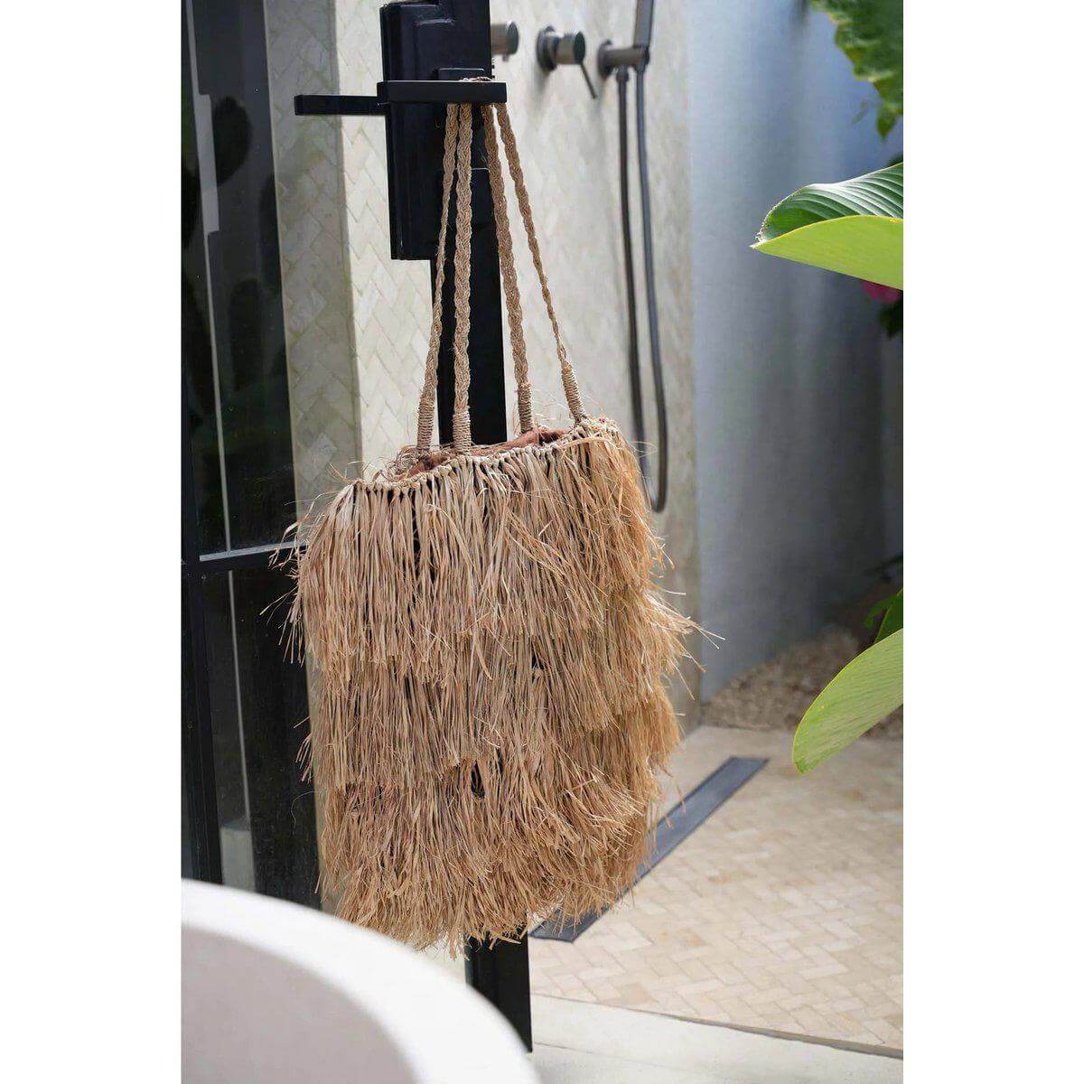 Natuurlijke raffia strandtas, casual elegantie, perfect voor de zomergarderobe.