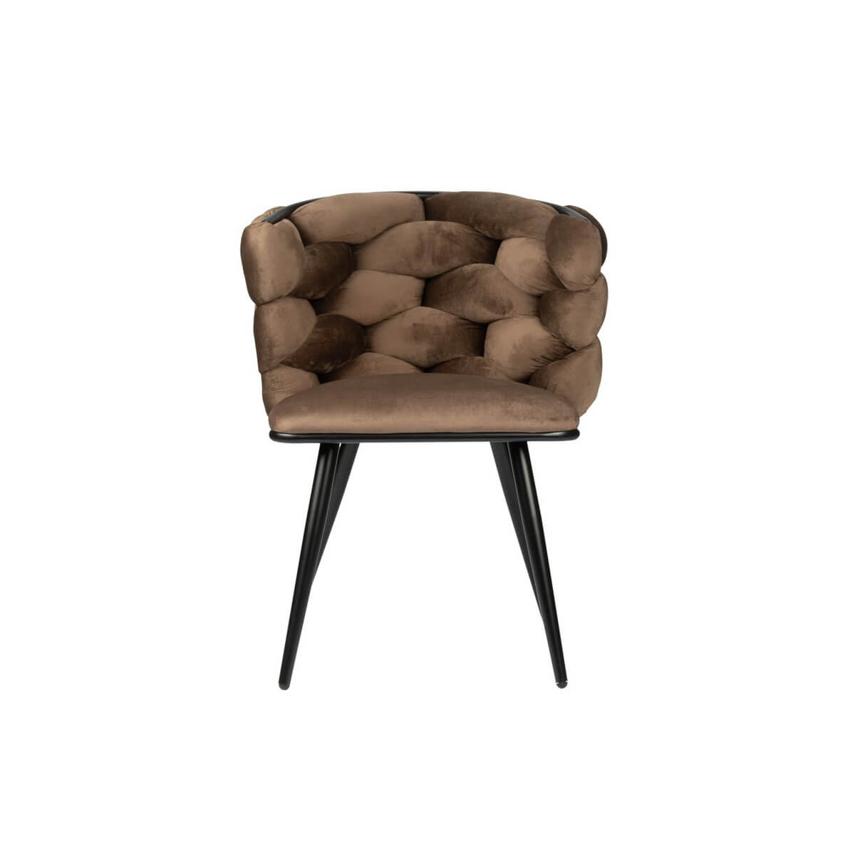 De Rock Chair Brons met stijlvol geweven rugleuning, moderne luxe stoel voor uw interieur, verkrijgbaar in zes kleuren.
