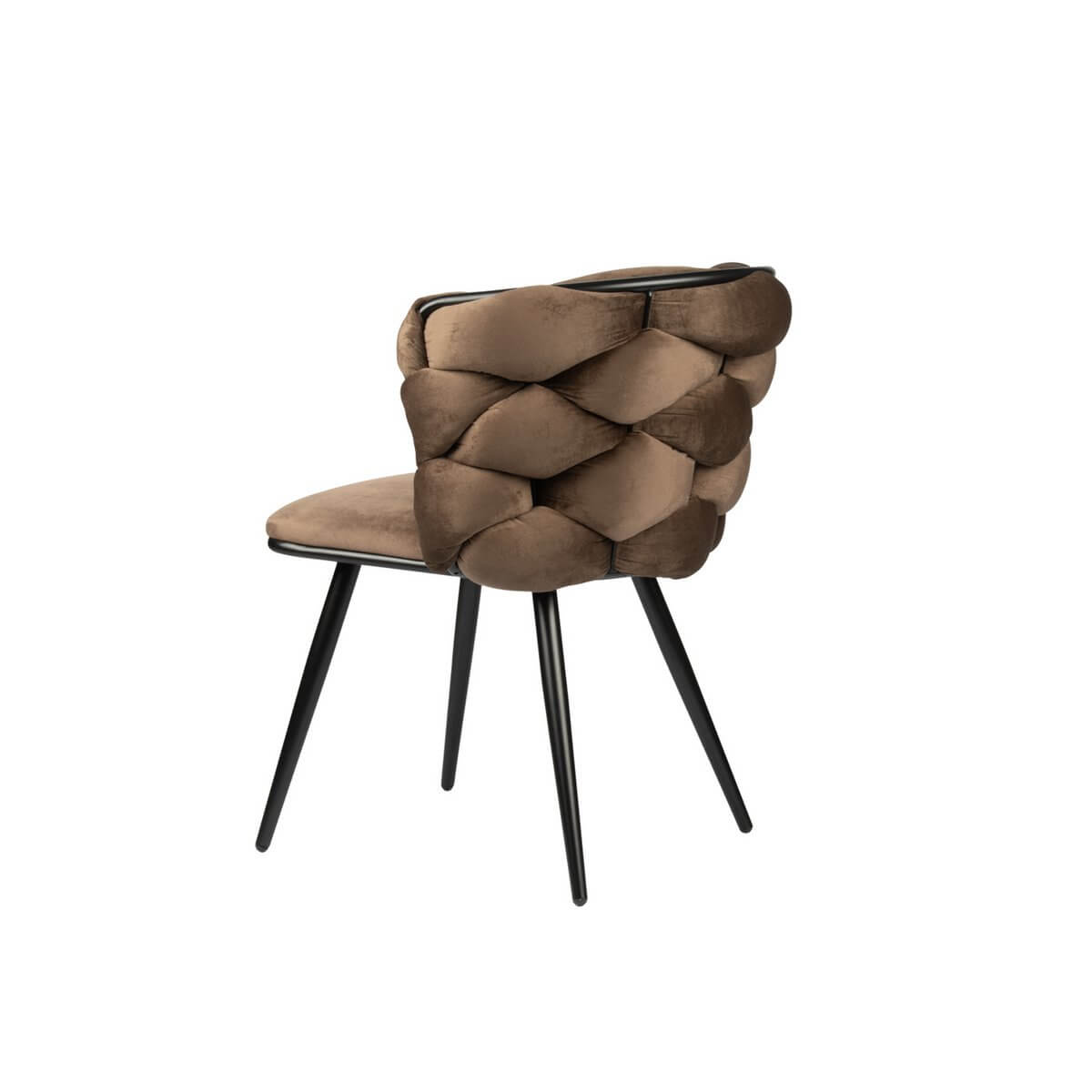 Rock Chair Brons met uniek weefpatroon en luxe uitstraling, perfect als moderne eyecatcher in elk interieur. Comfortabel voor lange diners.
