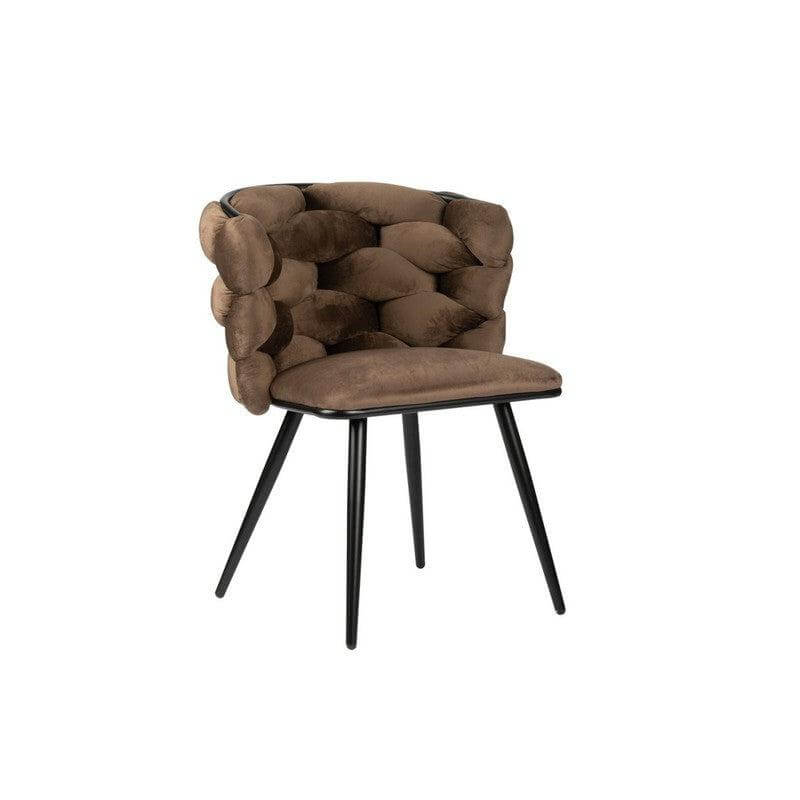 De Rock Chair Brons met uniek geweven rugleuning, moderne designstoel in luxe stijl.