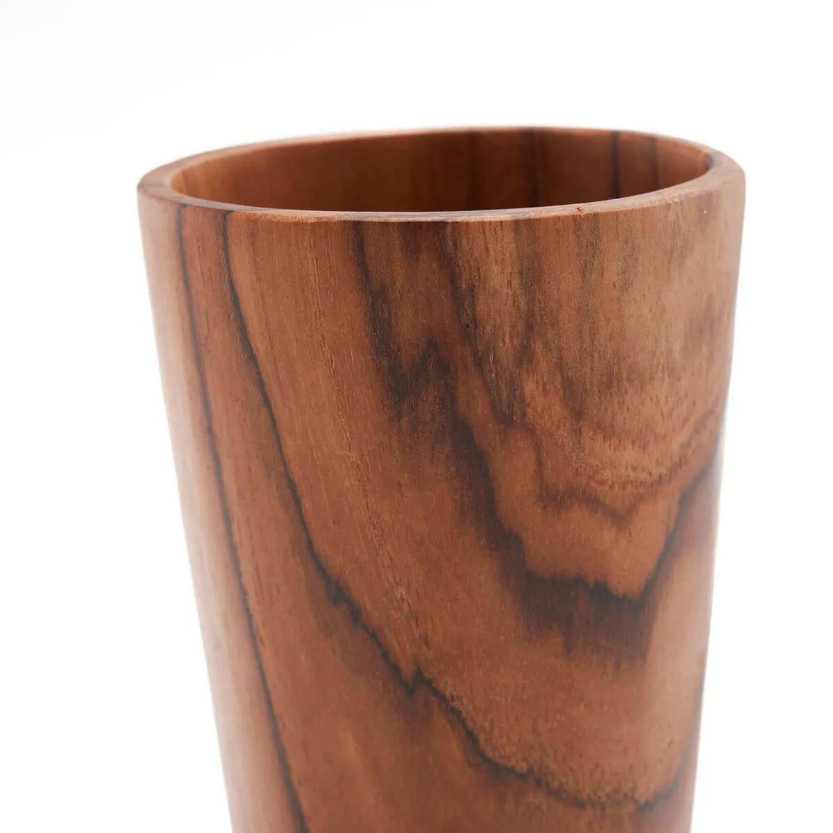 Bohemian-style teak root cup showcasing unique wood grain patterns, adding an artistic touch to your home decor.