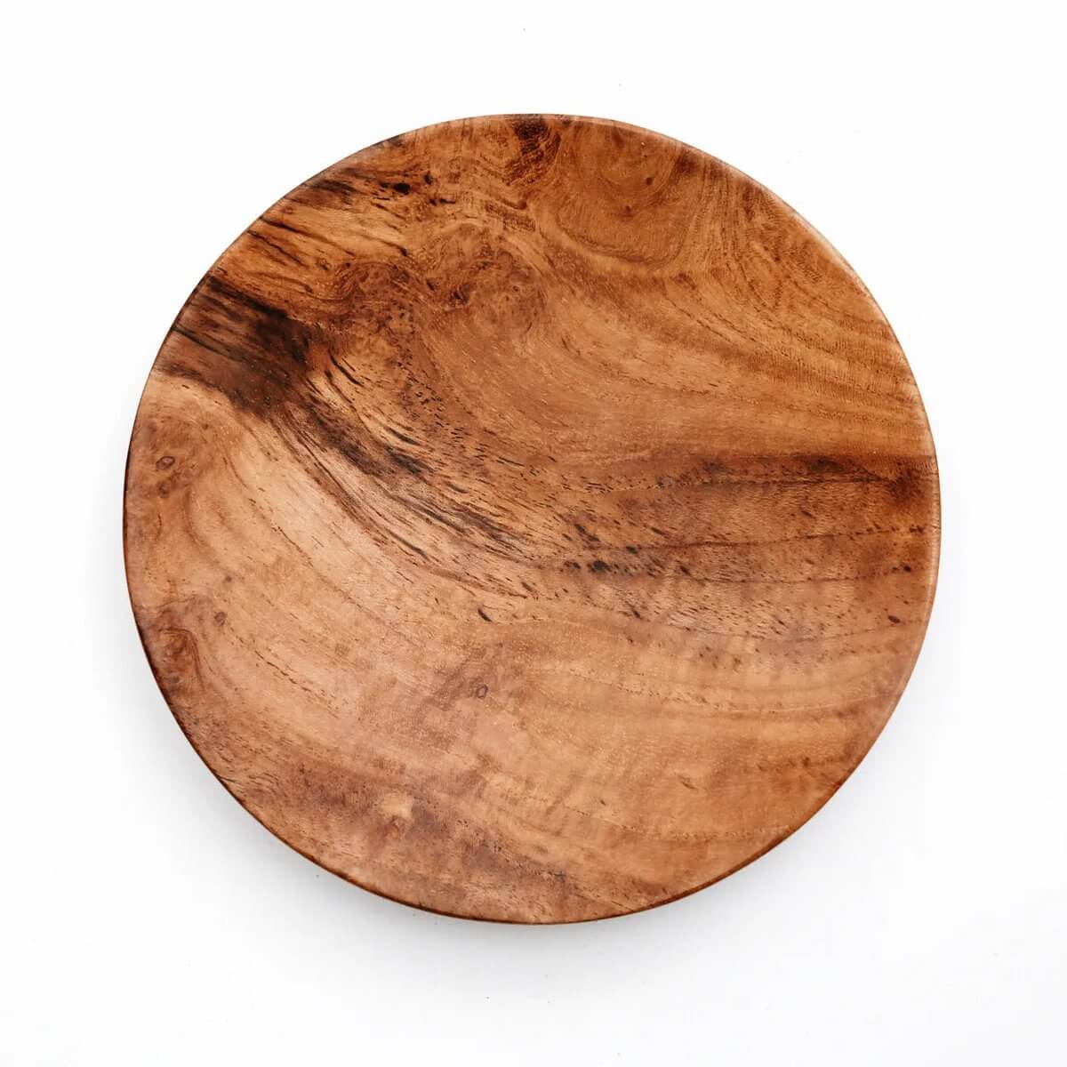 Bohemian Teak Root Round Plate - 30cm wooden decorative serving platter, perfect for any table setting by Bazar Bizar Living.