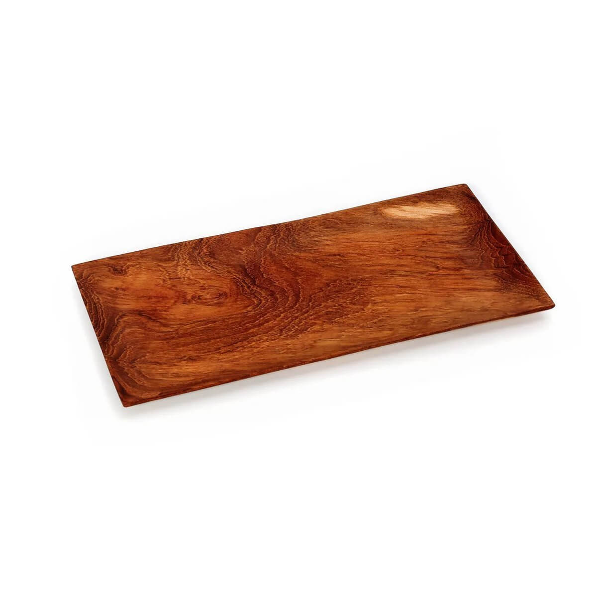 Bohemian teak root sushi plate M in brown wood, perfect for kitchen decor or displaying jewelry, by Bazar Bizar Living.