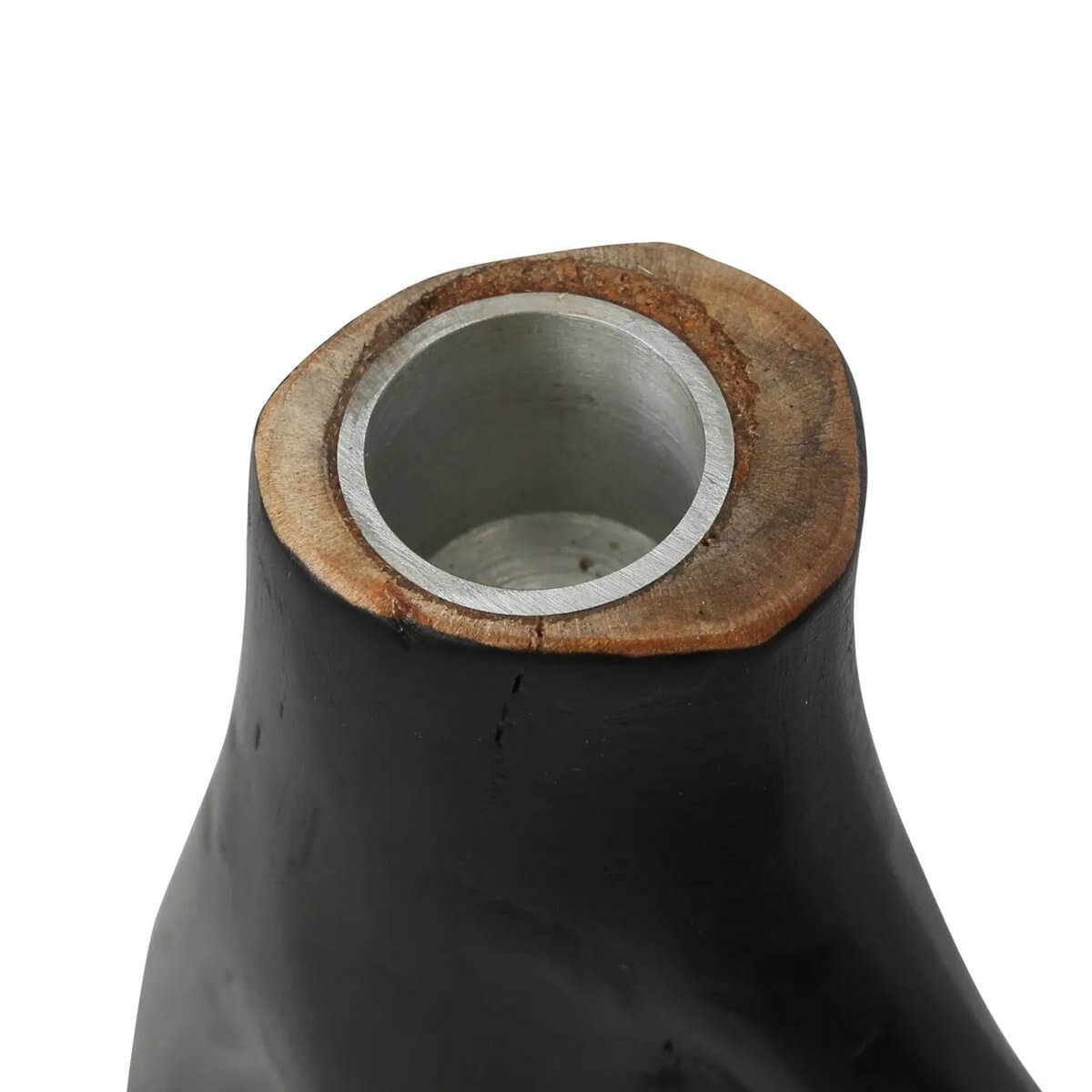 Close-up of The Triple Twig Candle Holder in black metal, showcasing its unique design for a cozy, bohemian ambiance.