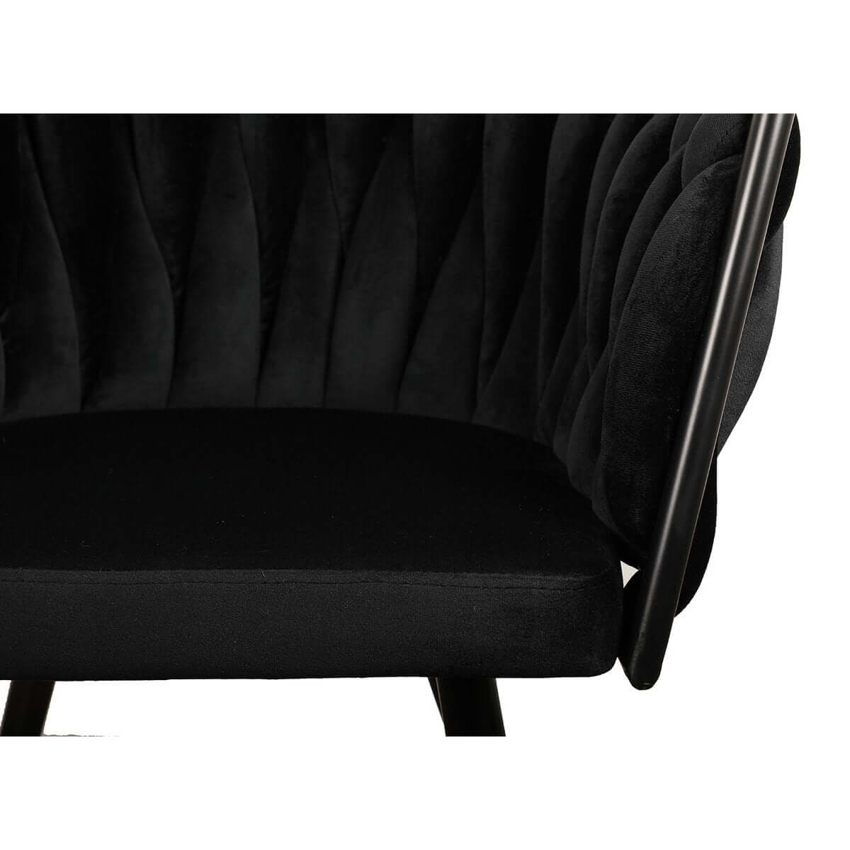 Luxe Wave stoel zwart met uniek weefpatroon en comfortabel schuimkussen, moderne eyecatcher voor uw interieur, set van 2