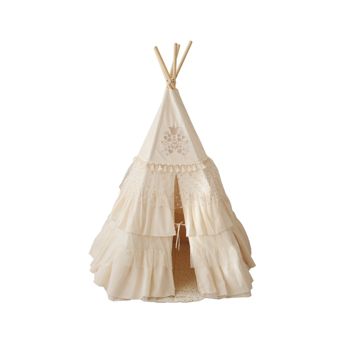 Tipi "Boho" met franjes en mattenset-Moi Mili-Ik Hout ervan.