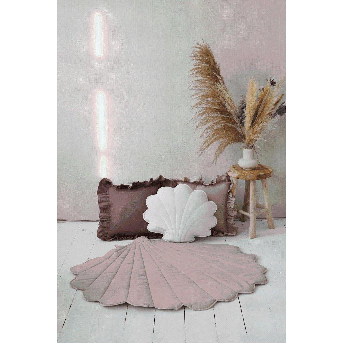 Tipi "Powder Frills" met ruches en "Powder Pink" schelpmattenset-Moi Mili-Ik Hout ervan.