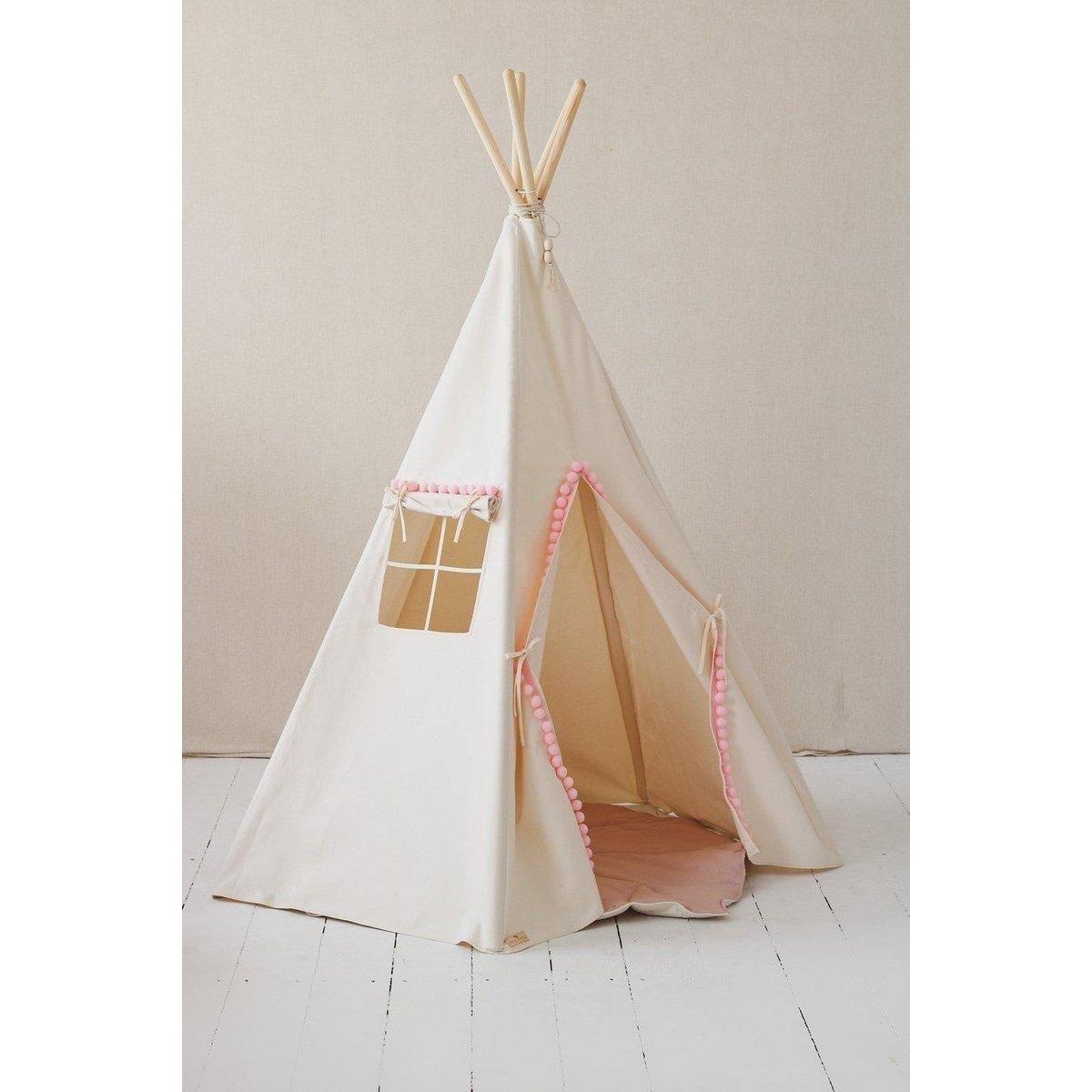 Tipi met pompons en mattenset "Pluizige pompons"-Moi Mili-Ik Hout ervan.