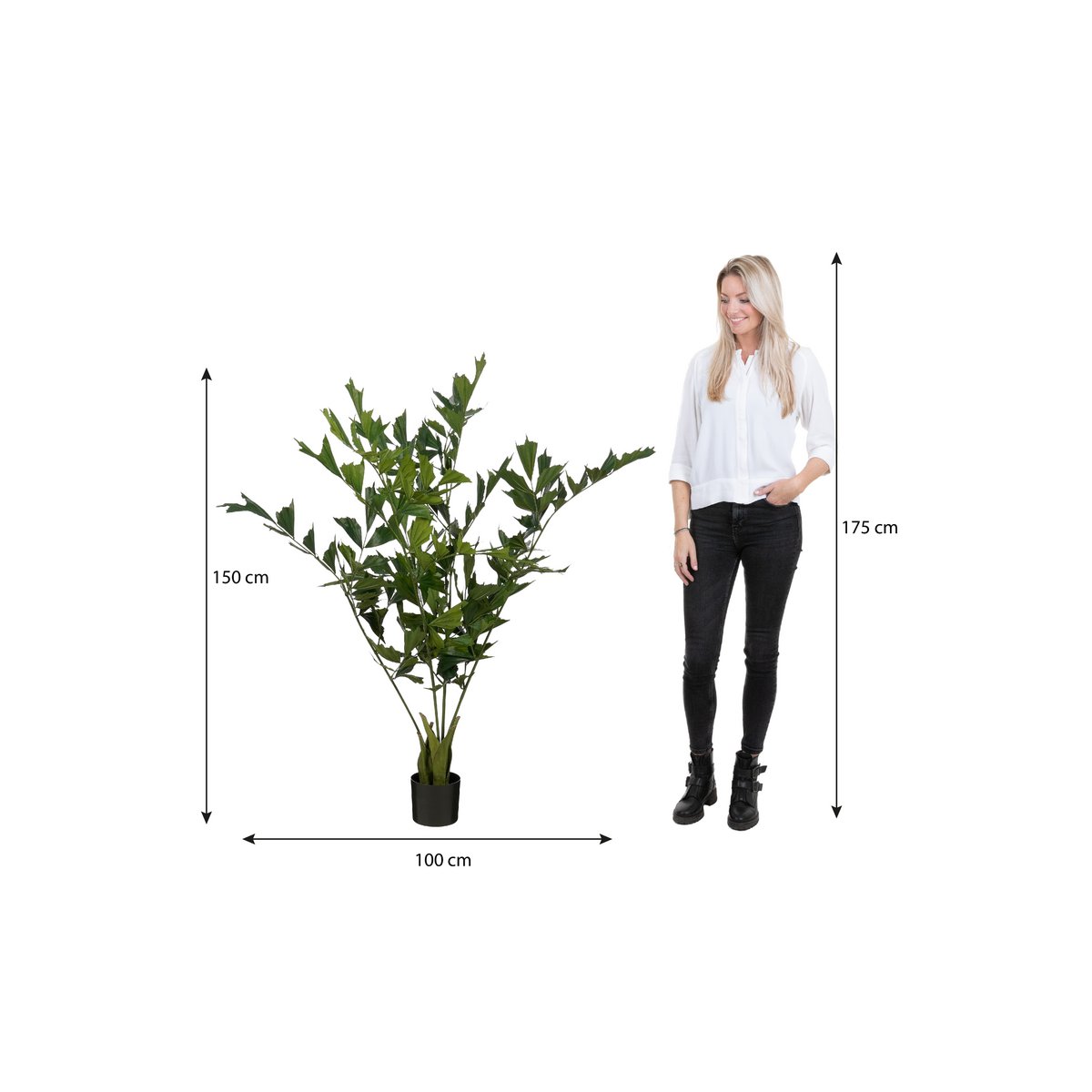 Vissenstaart Palm Kunstplant in Pot - H150 x Ø100 cm - Groen-Mica Decorations-Ik Hout ervan.