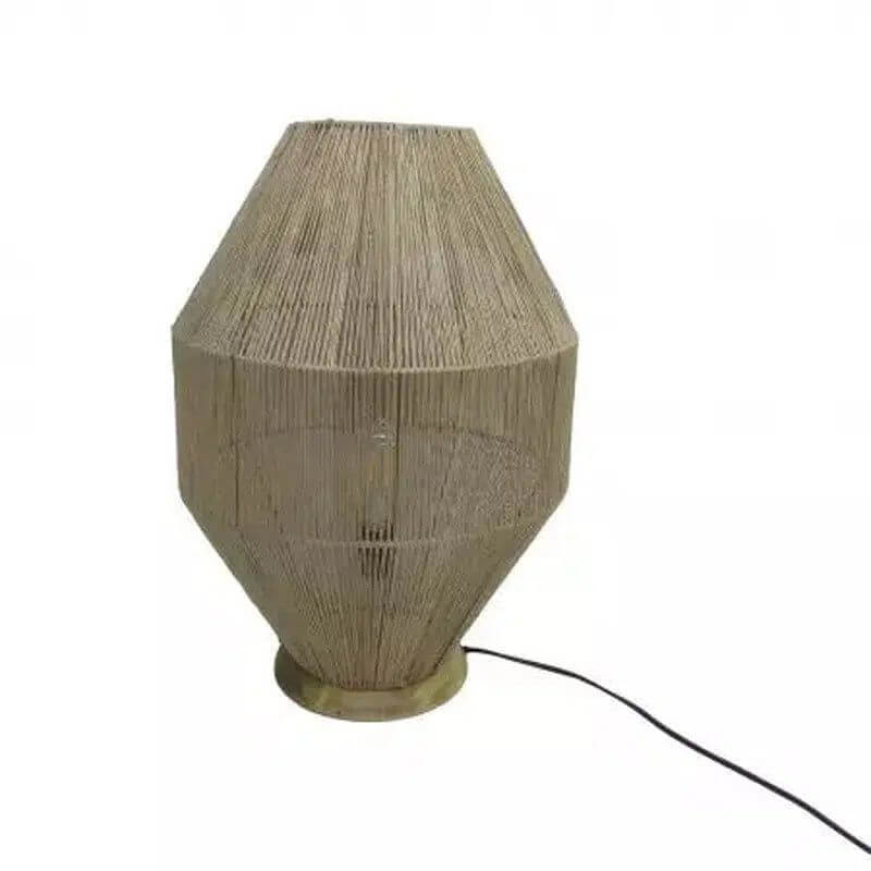 Vloerlamp jute Syros met bohemian uitstraling, gemaakt van duurzame materialen zoals rotan en bamboe, sfeervol voor elk interieur.