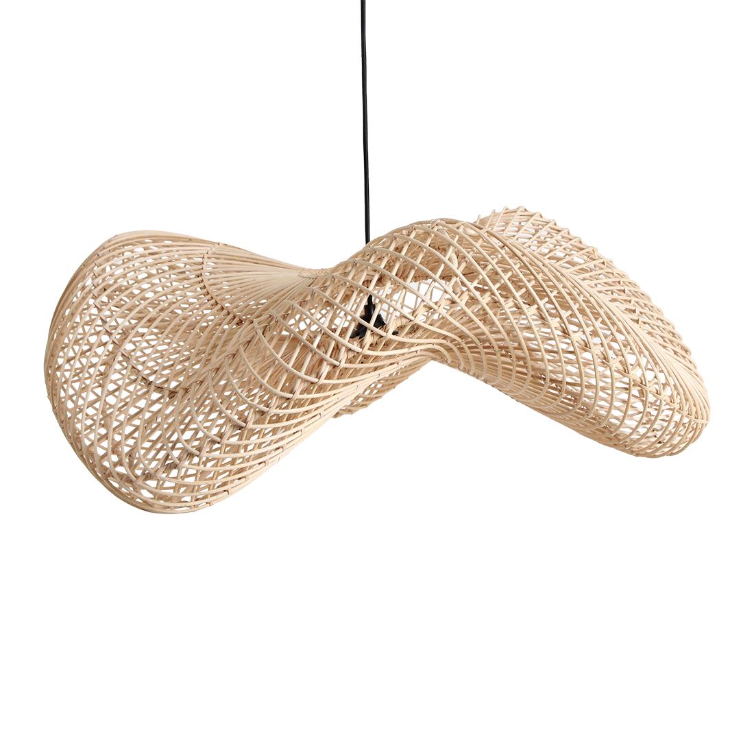 Detail van het materiaal van rotan hanglamp wave large van 75 cm