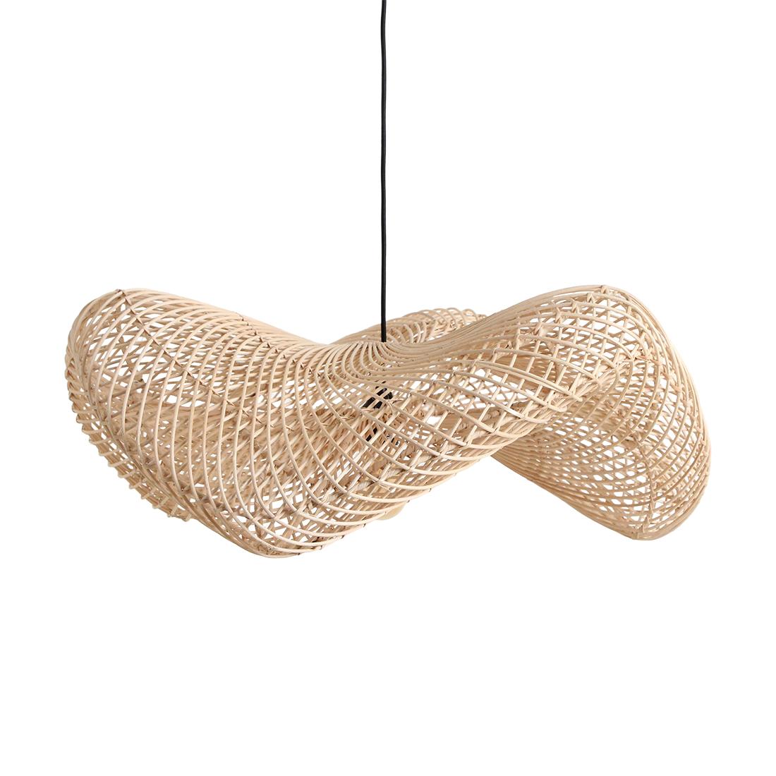 Rotan hanglamp Wave Large Van 75 cm in close-up