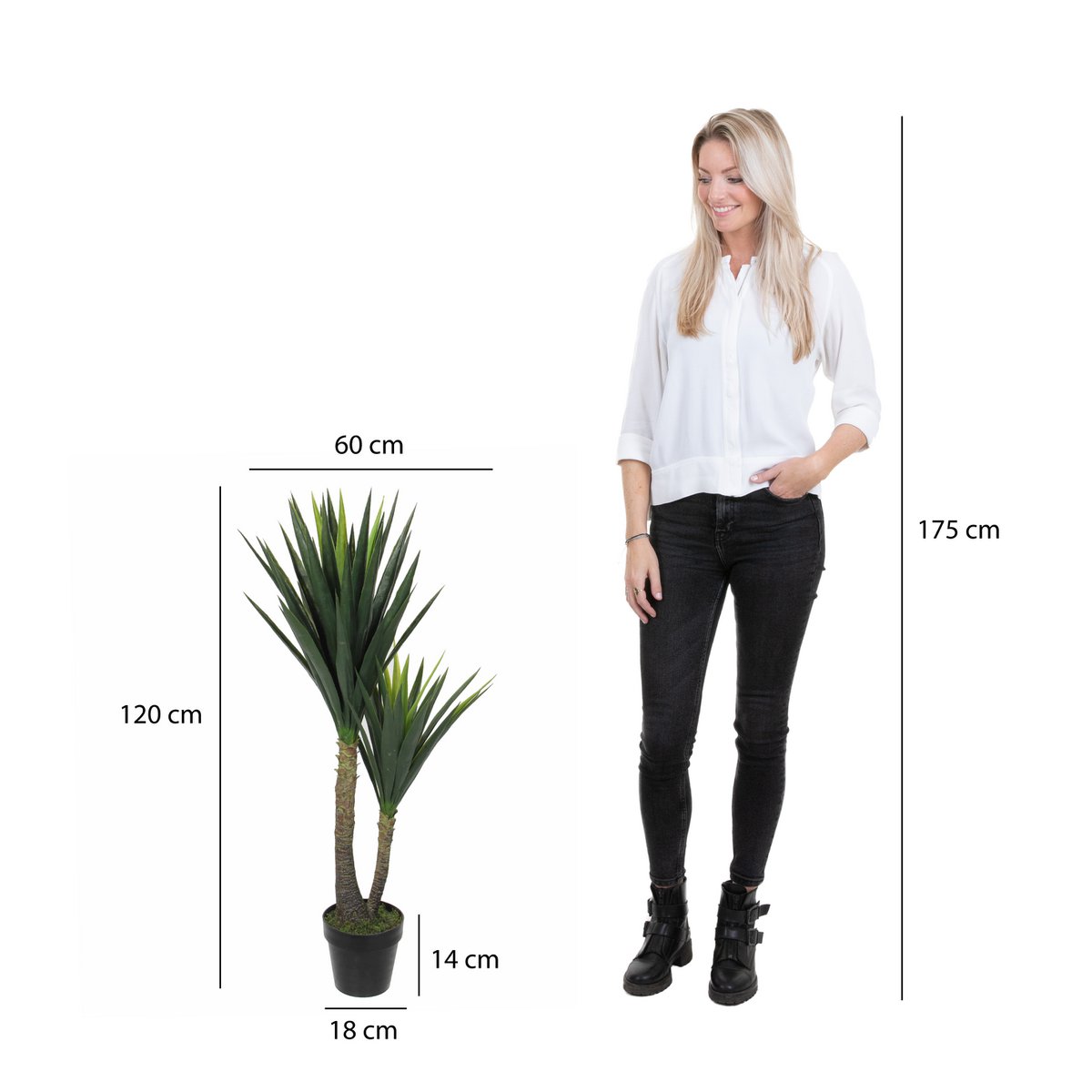 Yucca Kunstplant - H120 x Ø60 cm - Groen-Mica Decorations-Ik Hout ervan.