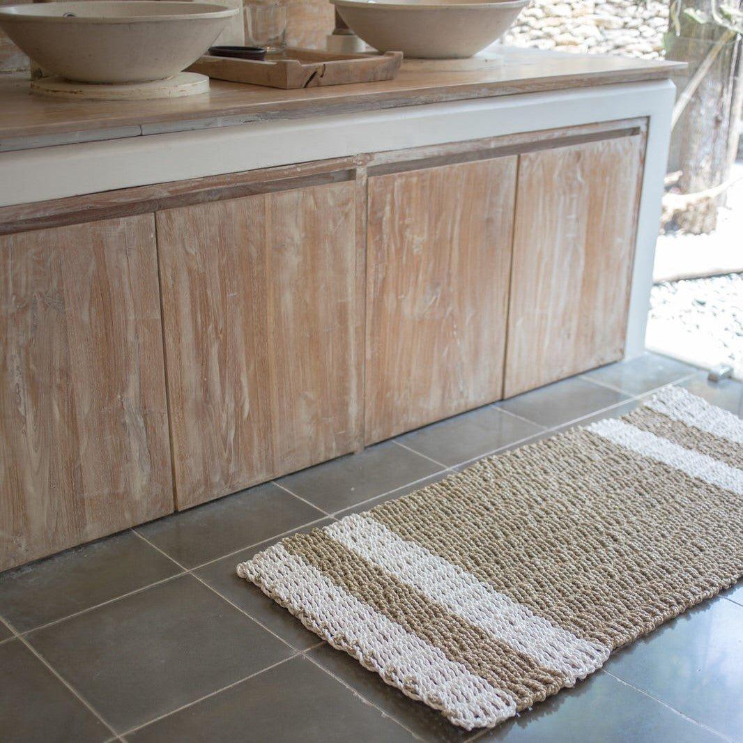 Zeegras tapijt 120x60 cm SEWU | Gestreept vloerkleed van zeegras-vloerkleden-Soeji-Ik Hout ervan.