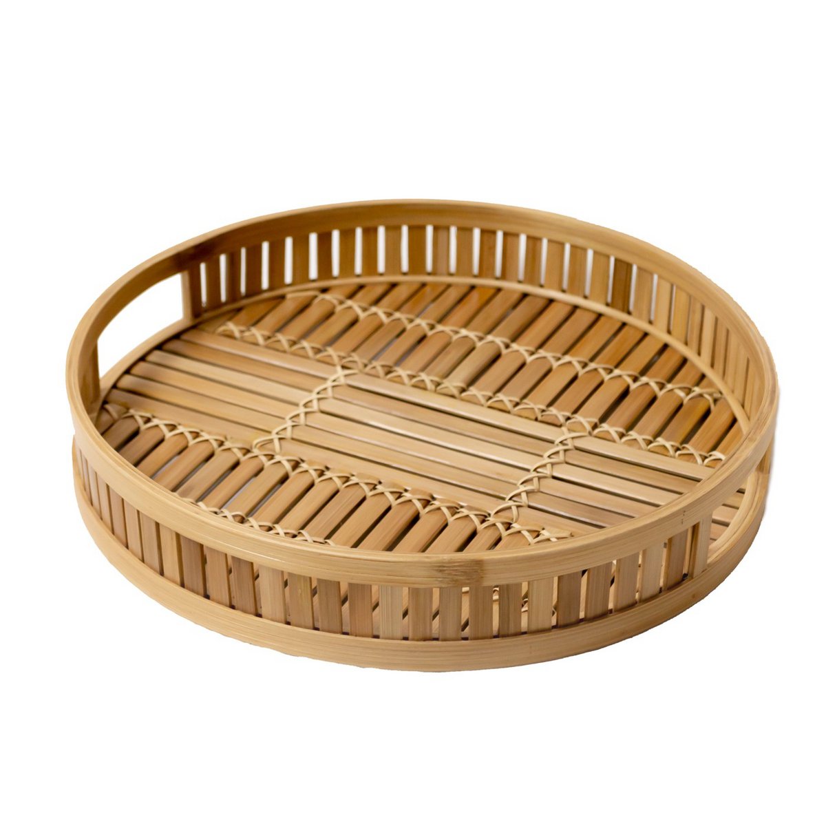 Decoratief Bamboe Dienblad Serveerblad Rond Ø 40 cm SENAYAN