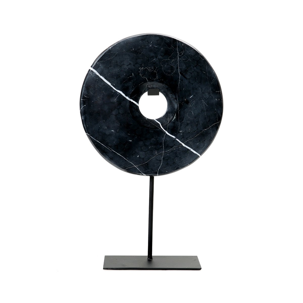 The Marble Disc on Stand - Zwart - L