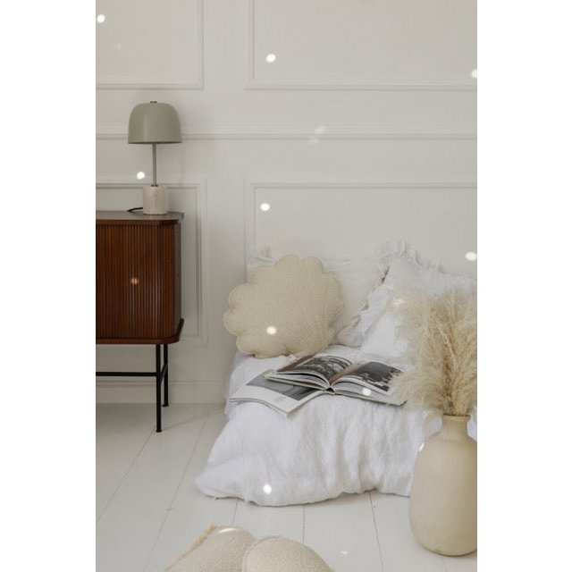 Fluffy Boucle schelpkussen "wit teddy"