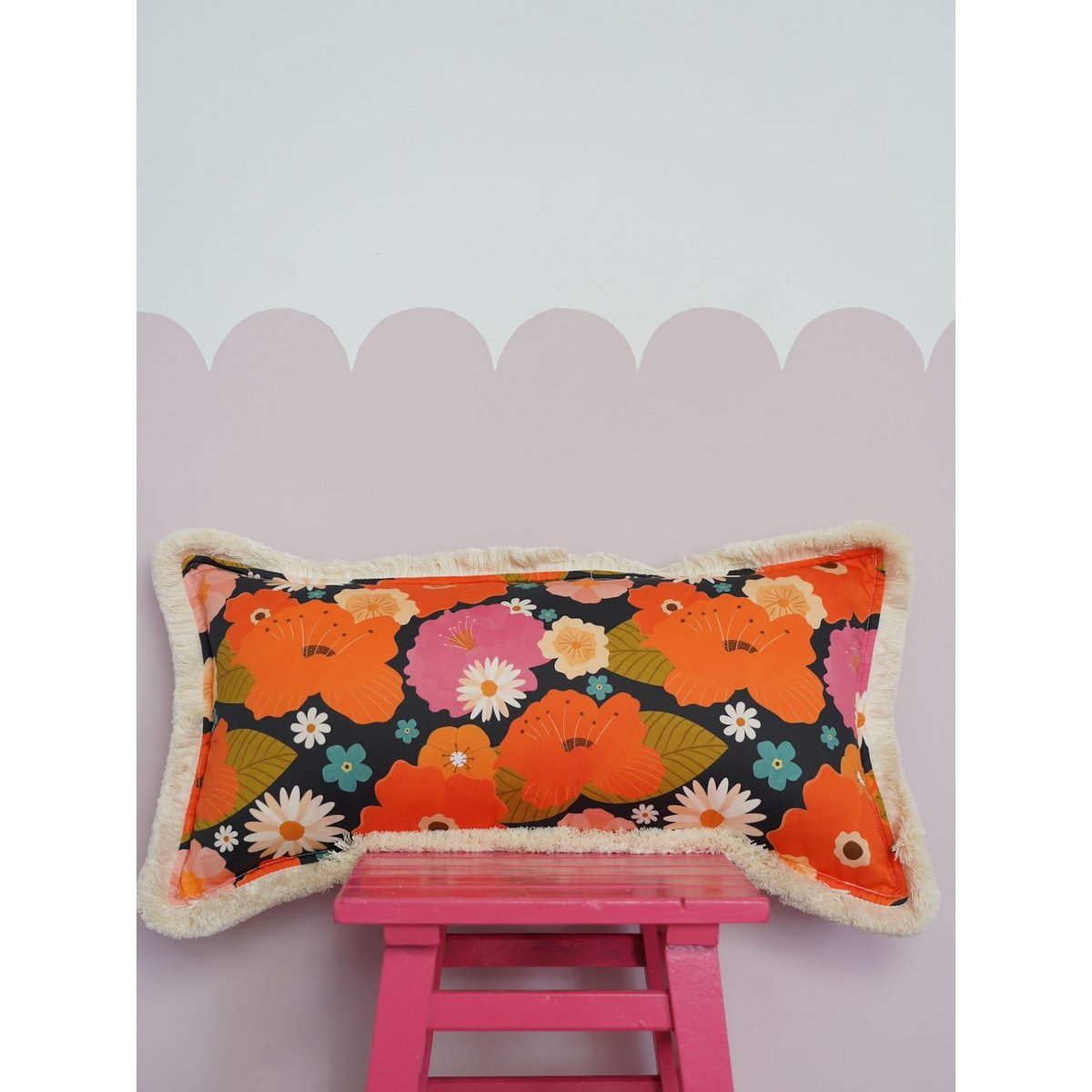 Bolster met franje "Picknick met Bloemen"