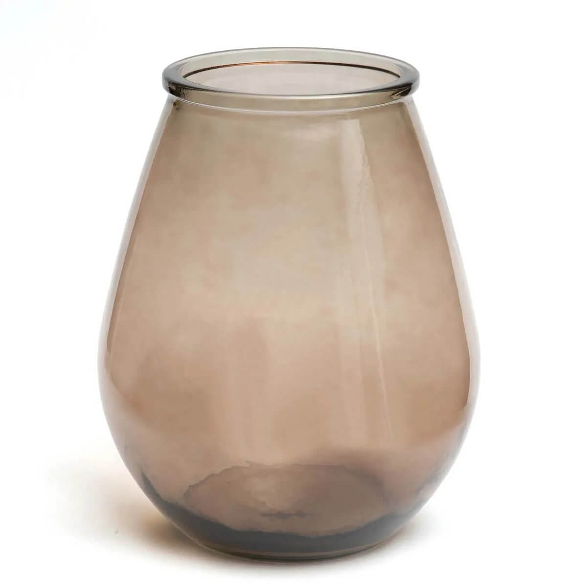 Bohemian beige glass vase with smooth finish, eco-friendly and stylish for flowers or decor, adding a modern touch to any room.