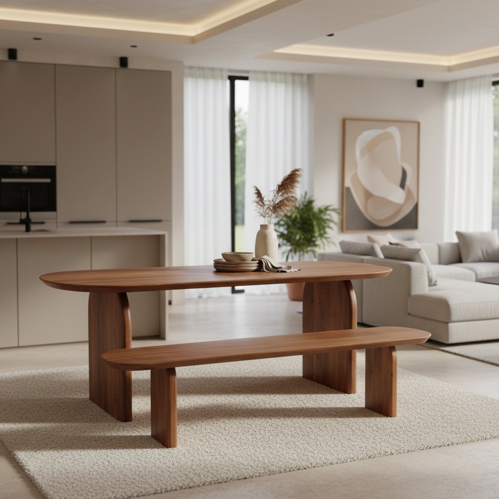 Bullnose eetkamerbank bruin