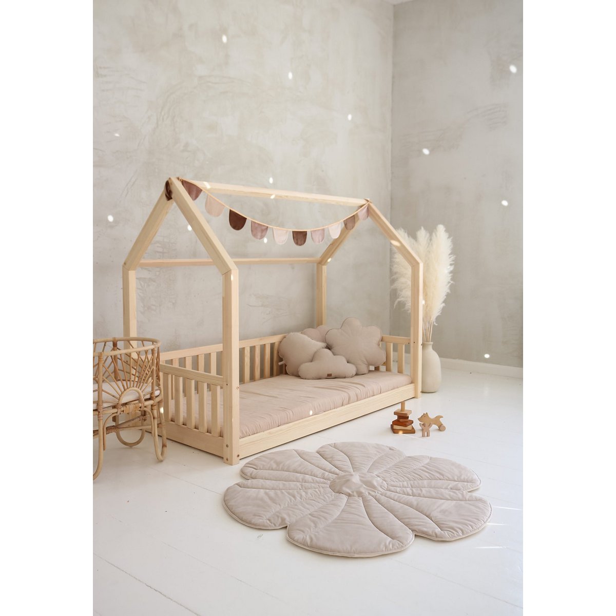 Fluwelen slinger ‘Beige Parel’ met halve manen