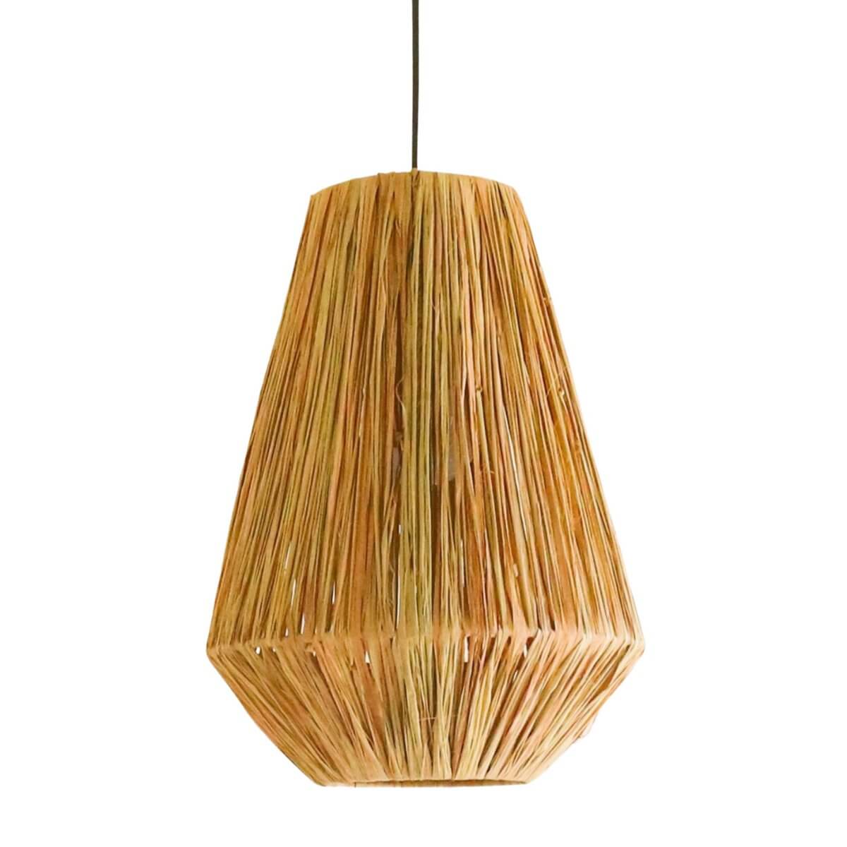 Lampenkap Endah van raffia, 25cm doorsnede, 34cm hoog, rustgevend licht, handgemaakt, tropische sfeer pendel plafondlamp.