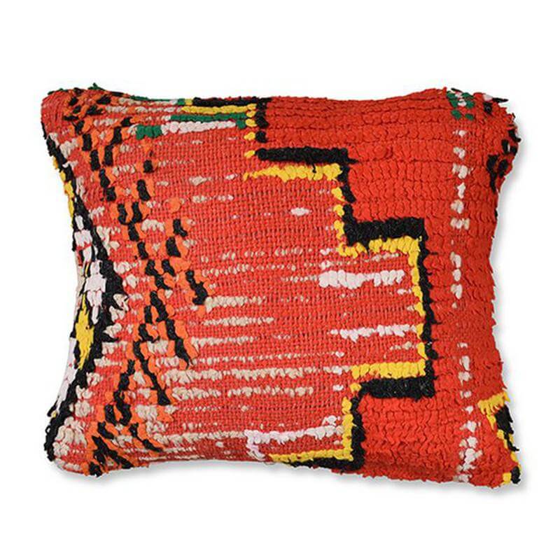 Marokkaans kussen P510 van vintage Berberkleed, unieke oranje eyecatcher voor woon- of slaapkamer, handgemaakt.