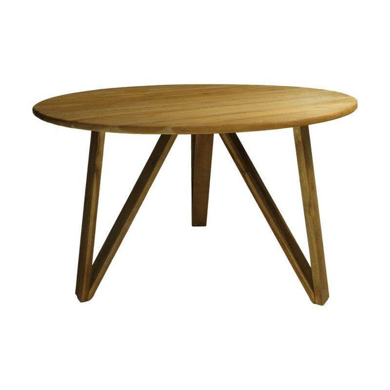 Ronde eettafel van teakhout met vintage look, ø120x75 cm, massief blad, unieke natuurlijke charme, stoere HSM Collection stijl.