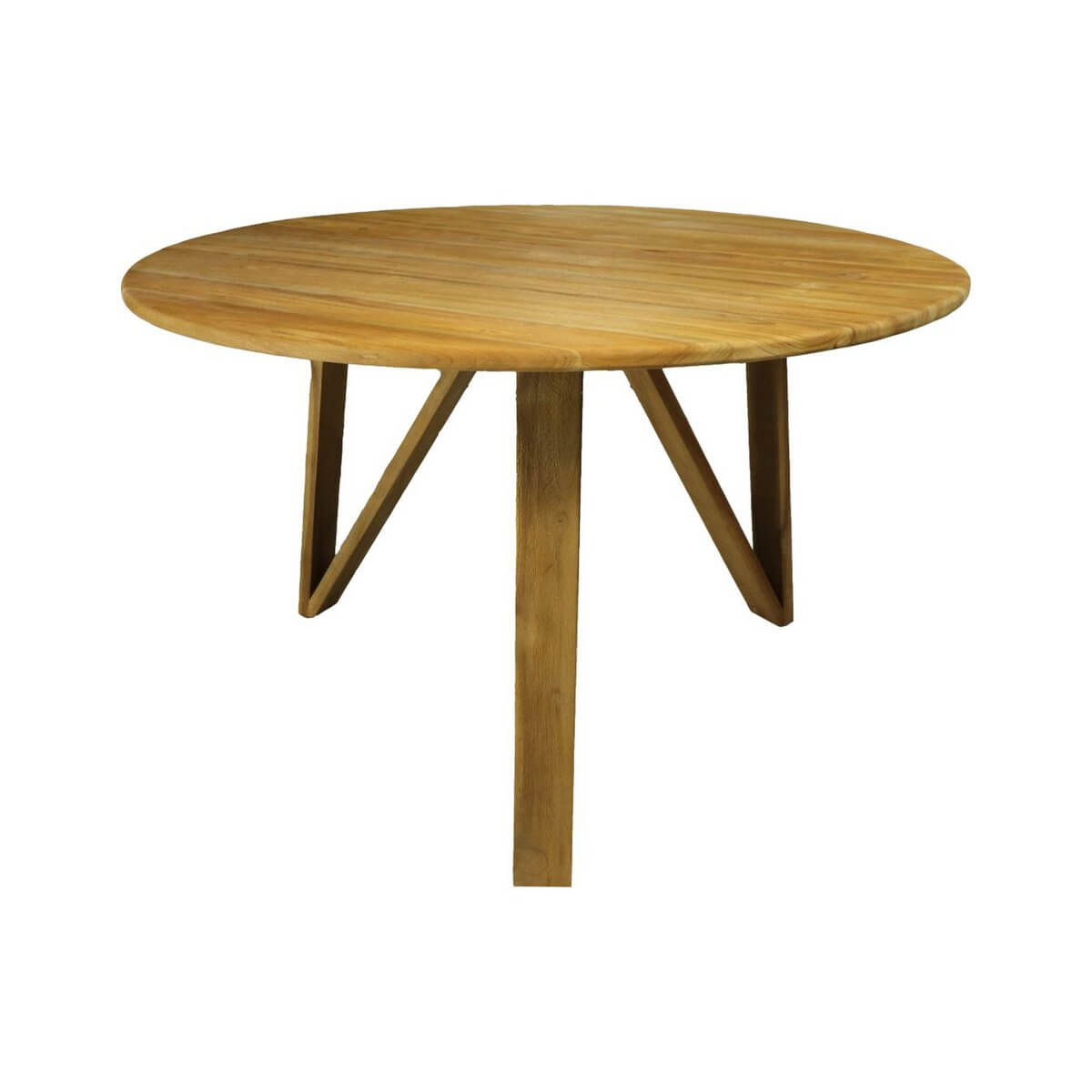 Ronde eettafel van HSM Collection, ø120x75, teak, naturel met vintage look, unieke charme door ruwere delen en oneffenheden.