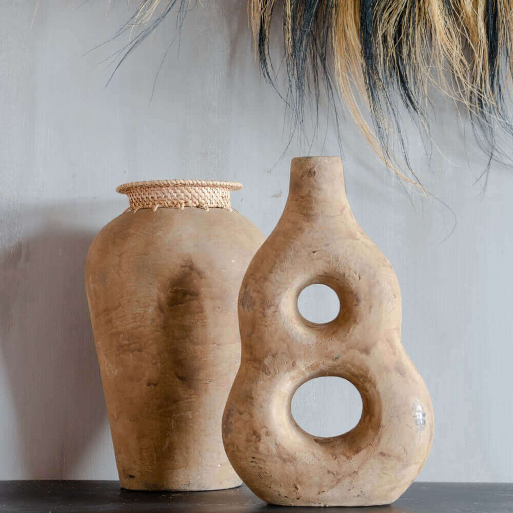 Terracotta vazen, rustieke boho-stijl, perfect voor Ibiza & Bali interieur van Earthware