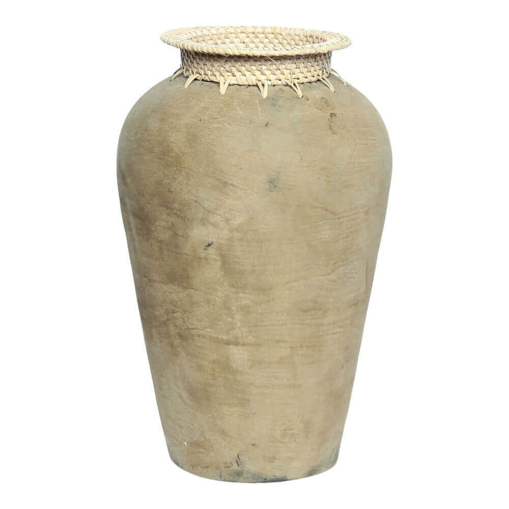Vaas terracotta Tosca L met boho uitstraling, perfect te combineren met Ibiza & Bali spiegels, natuurlijk materiaal, Earthware merk.