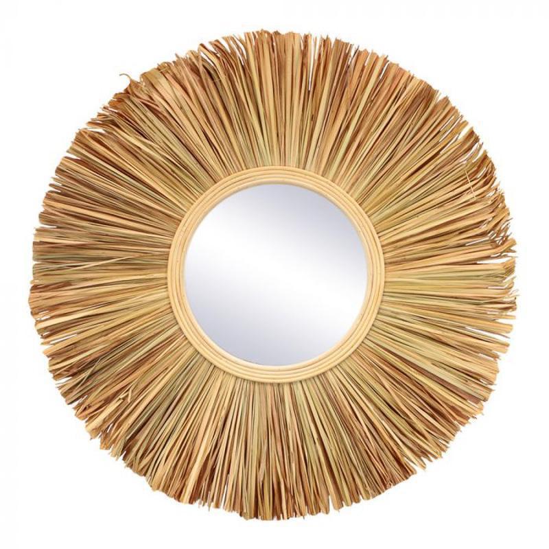 Ronde spiegel Sunrise ♥ Earthware Ronde spiegel Sunrise. Onze spiegels hebben een bohemian uitstraling dankzij het gebruik van eco-vriendelijke materialen zoals rotan, riet, bamboe & zeegras.