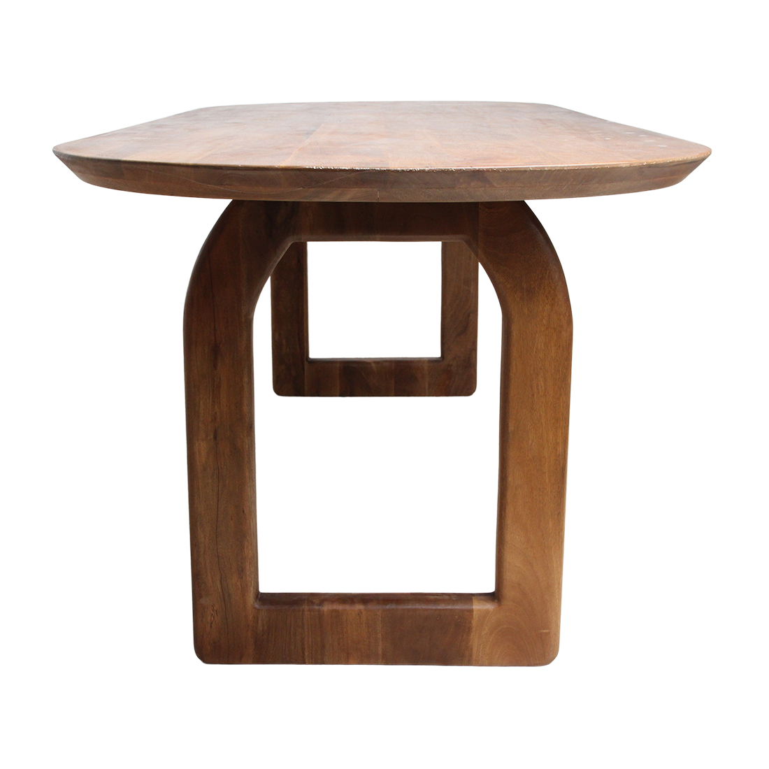 Bullnose eettafel bruin open onderstel