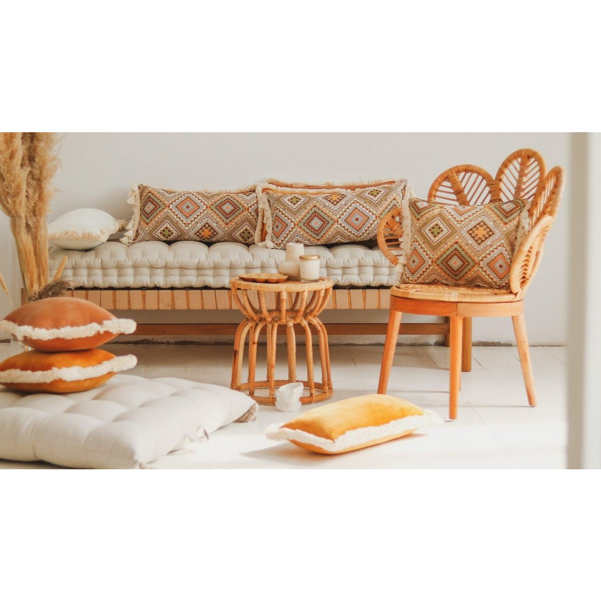 "Boho stam" bolster met franje