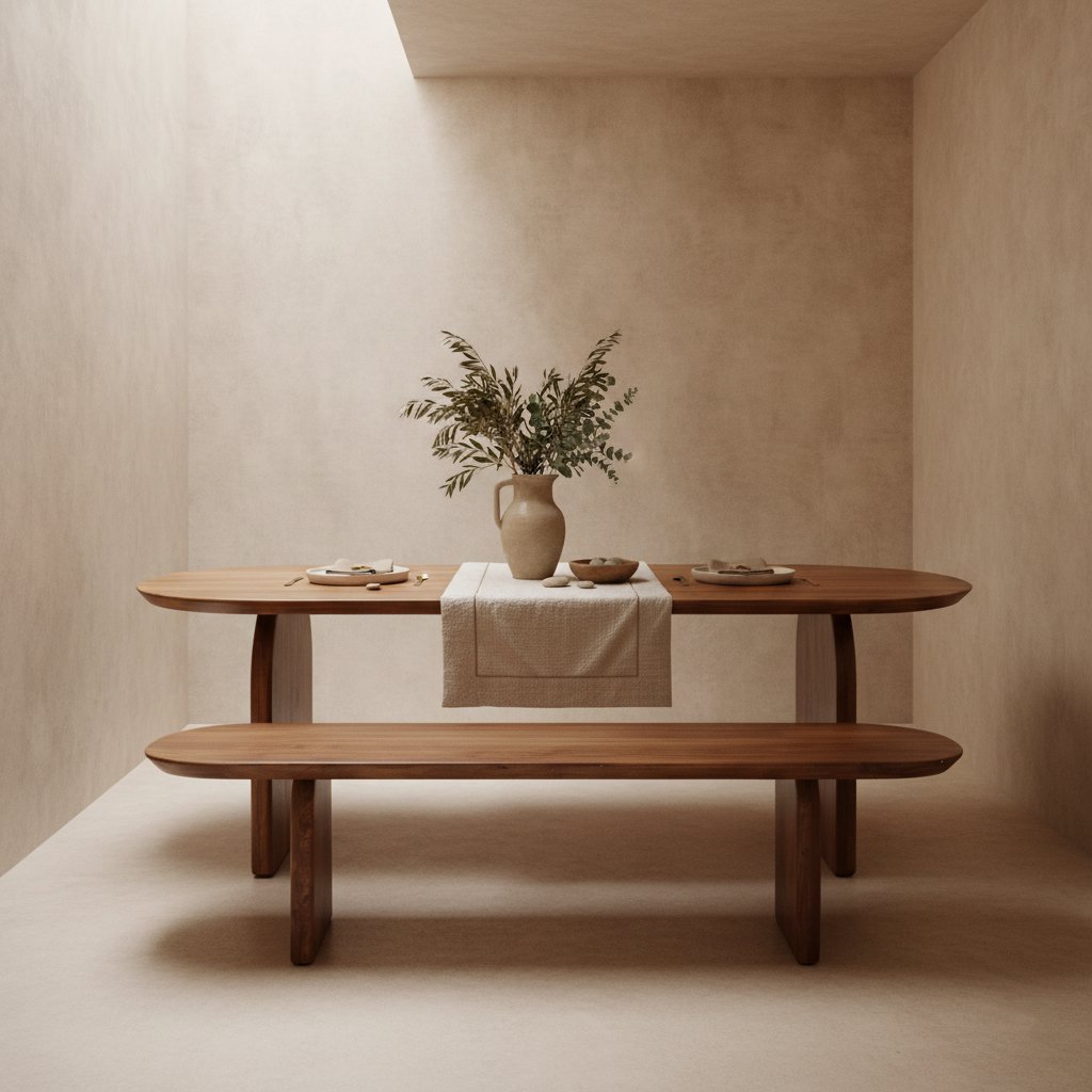 Bullnose eettafel bruin gesloten onderstel