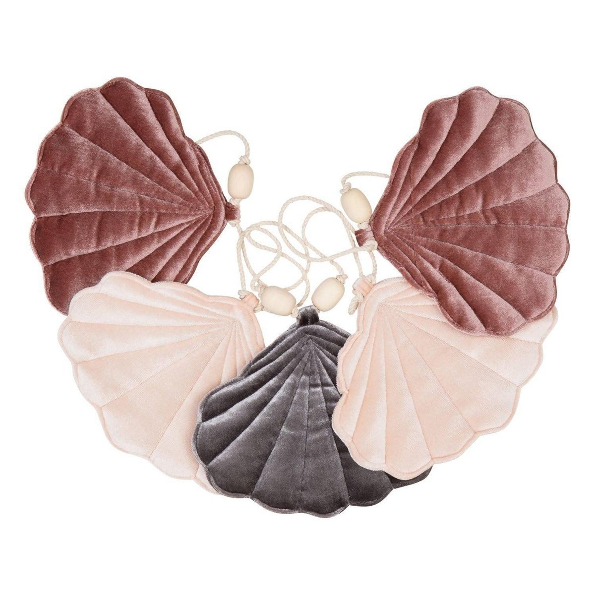 Fluwelen slinger "Cosmic Pearl" met schelpen