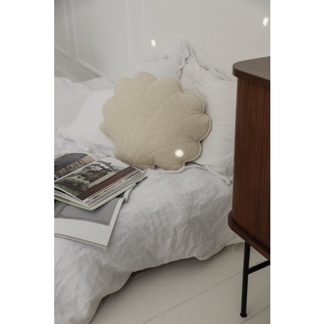 Fluffy Boucle schelpkussen "wit teddy"