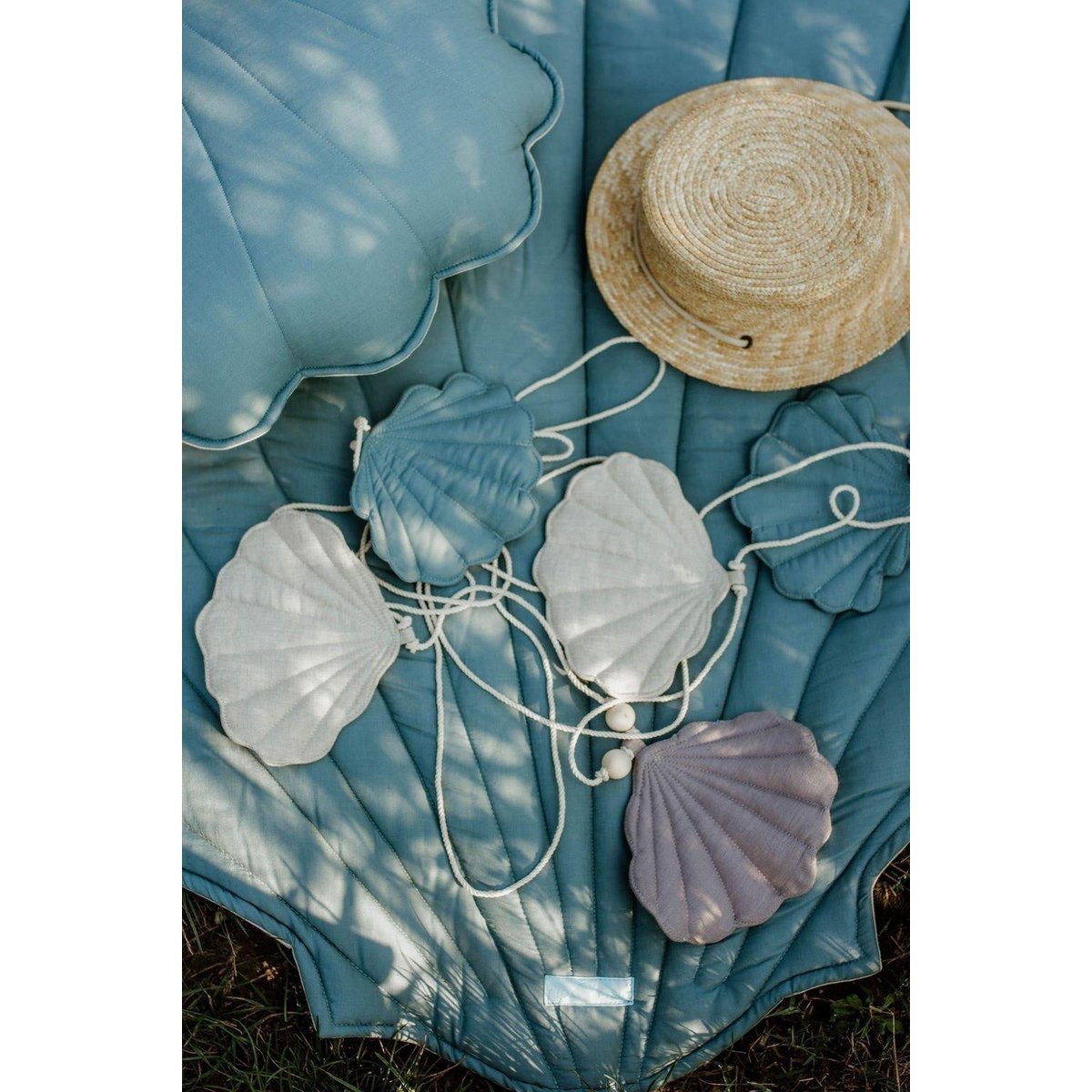 "Dirty Blue" Linnen Slinger met Schelpen