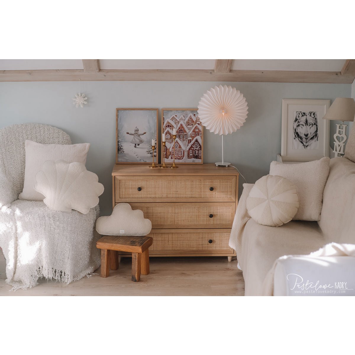 Fluffy Boucle Wolkenkussen "Witte teddy"