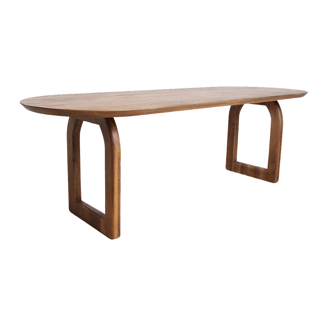 Bullnose eettafel bruin open onderstel