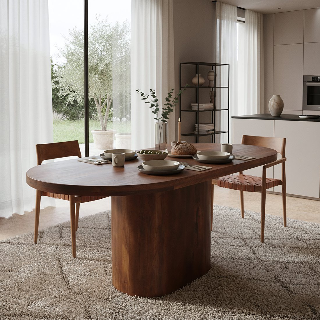 Bullnose langwerpige eettafel 180, 200 of 240 cm